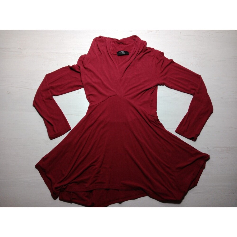 Made By Johnny Dress Womens Small Red Knit Pullover Long Sleeve Made In The USA